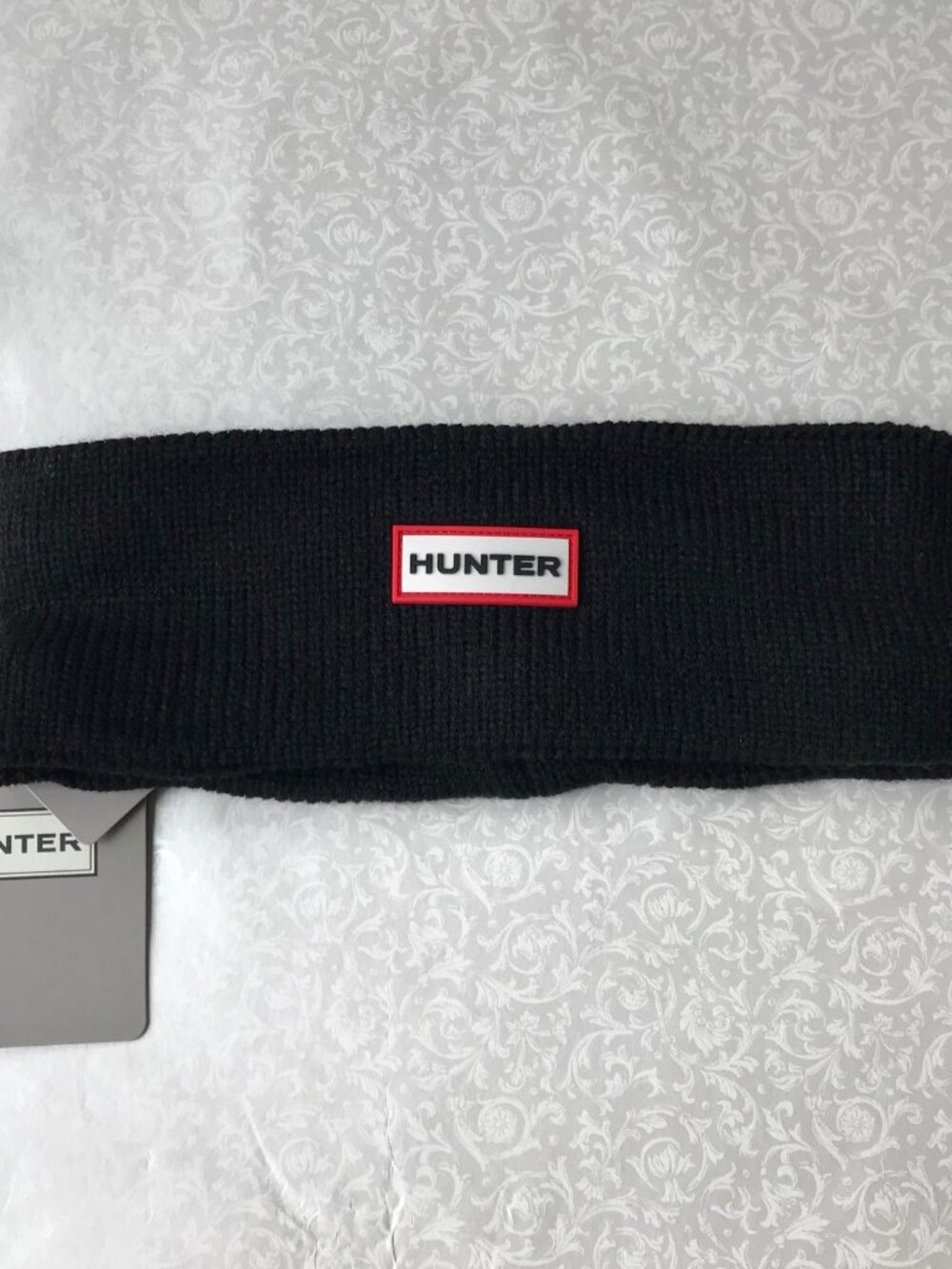 Women's HUNTER Logo Black Knit Fleece Lined Headband One Size